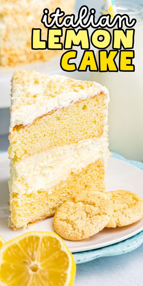 Italian style lemon cake Lemon Mascarpone Cake, Italian Lemon Cake, Italian Cream Cake Recipe, Lemon Mascarpone, Lemon Cream Cake, Cake With Mascarpone, Mascarpone Cake, Quick Cookies Recipes, Lemon Layer Cakes