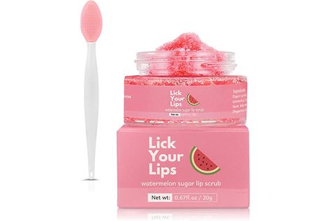 Lick Your Lips Watermelon Sugar Lip Scrub for Dry, Cracked and Dark Lips – Organic Lip Scrubs Exfoliator and Moisturizer with Lip Brush – Vegan, Cruelty-Free Lip Care Product (20g) Lip Scrub Aesthetic, Lip Care Aesthetic, Birthday Wishlist Ideas I Want, Watermelon Sugar Scrub, Edible Lip Scrub, Watermelon Lip Scrub, Lip Lightening, Dark Lip, Exfoliating Lip Scrub