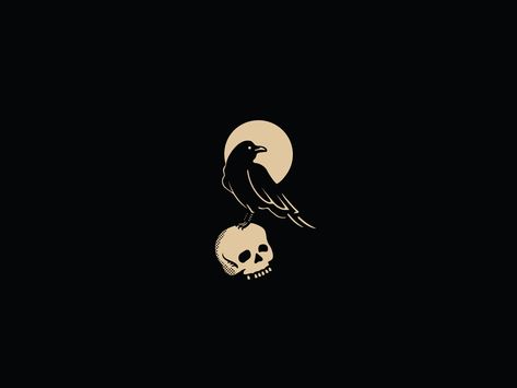 Raven And Moon Tattoo, Tiny Tattoos For Men, Blackbird Art, Leathercraft Ideas, Moon Skull, The White Buffalo, Frames Design Graphic, Raven Logo, Moleskine Journal