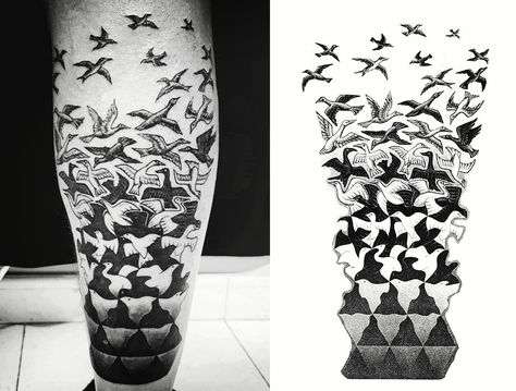 Maurits Cornelis Escher - Liberation Mc Escher Tattoo, Escher Tattoo, Maurits Cornelis Escher, Mc Escher, Ink Ideas, Tattoo Ideas, Tattoos