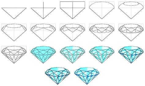 Diamond Tattoo Ideas, Diamond Crown Tattoo, Diamante Tattoo, Draw A Diamond, Drawing Crystals, Drawing In Perspective, Diamond Sketch, Tutorial For Drawing, Diy Doodles