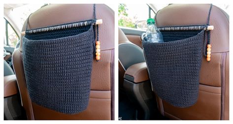 Crochet Car Basket, Basket Crochet Pattern, Bag Free Pattern, Car Trash Bag, Basket Crochet, Crochet Baskets, Crochet Car, Car Trash, Trash Bag