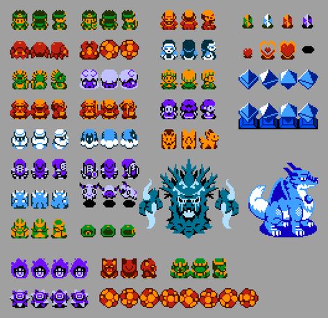 8bit Animation, Pixel Art Sprite Tutorial, Pixel Sprite Sheet, Nes Pixel Art, 8x8 Sprites, 8 Bit Sprite Sheet, 2d Game Character Sprites Pixel Art, Terraria Builds, Breath Of Fire