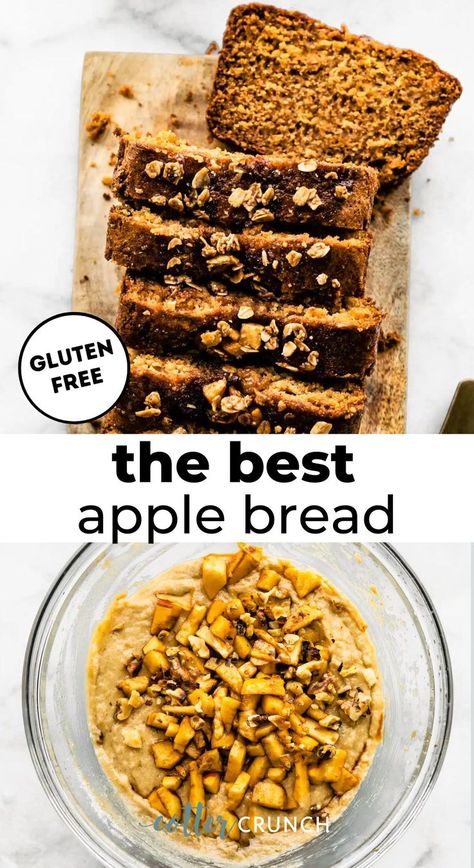 The BEST gluten free apple bread recipe you’ll ever taste, this quick bread is soft, fluffy, and perfectly spiced. Studded with sweet cinnamon apples, it’s quick to make and perfect for breakfasts, snacks, or dessert! Take a look at the recipe now! Gf Apple Bread Recipe, Gluten Free Apple Bread Recipe, Gluten Free Apple Bread, Gluten Free Apple Recipes, Apple Bread Recipe, Gluten Free Apple, Best Gluten Free, Apple Bread, Fall Breakfast