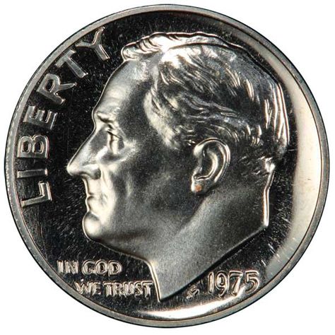 To learn more about the 1975 No S Proof Roosevelt Dime and all of the coins in the TOP 100 Modern U.S. Coins article, visit PCGS CoinFacts. Description from pcgs.com. I searched for this on bing.com/images Saving Coins, Foreign Coins, Old Coins Worth Money, Money Collection, Rare Coins Worth Money, American Coins, Error Coins, Valuable Coins, Proof Coins