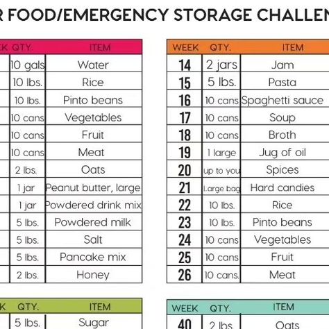 Emergency Food List, Dry Food Storage Ideas, Homestead Wife, Food Supply List, Emergency Storage, Canned Spaghetti Sauce, Emergency Food Storage, Emergency Food Supply, Weekly Grocery