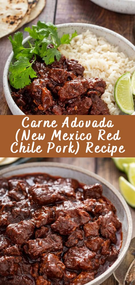 New Mexico Pork Red Chili, Pork Chili Rojo Recipes, Carne Adovada New Mexico Instant Pot, Pork Adovada Recipe, Pork Colorado Chile, Adobado Pork Recipe, Red Hatch Chile Recipes, Chili Adobo Recipes, Red Chili Pork Recipes