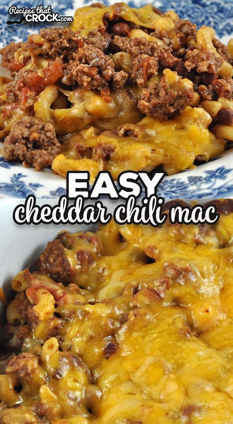 If you are looking for a delicious recipe that can be prepared in around a half hour, check out this Easy Cheddar Chili Mac. It is so good! via @recipescrock Chili Mac And Cheese Casserole, Cheddar Chili Mac Crockpot, Crockpot Cheddar Chili Mac, Chili Mac With Leftover Chili, Steak And Shake Chili Mac Recipe, Leftover Mac And Cheese Recipes, Chilli Mac Recipe, Cheddar Chili Mac, Homemade Chili Mac