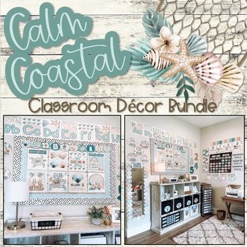 Need a calm and soothing classroom theme? Use this coastal-themed classroom decor bundle to create community and a relaxing, positive environment in your classroom! This theme brings the beach vibes to your classroom all year long!This bundle includes:-Calm Coastal Affirmation Station (Editable)-Calm Coastal Alphabet Posters (Editable)-Calm Coastal Back To School Bulletin Board (Editable)-Calm Coastal Binder Covers & Spines (Editable)-Calm Coastal Birthday Board (Editable)-Calm Coastal Calen Calming Classroom Colors, Beachy Office Decor, Calm Coastal, Relaxing Classroom Theme, Beachy Classroom, Water Classroom Theme, Calming Classroom Themes Elementary, Boho Coastal Classroom, Coastal Bulletin Board Ideas