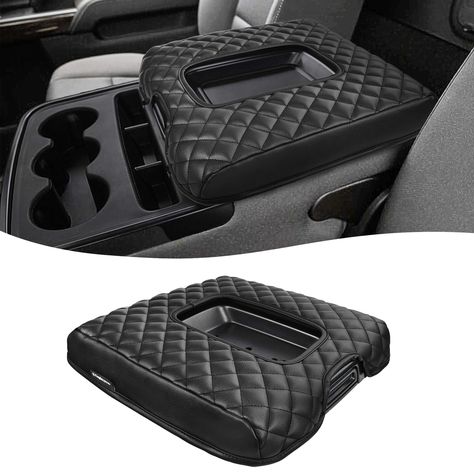 PRICES MAY VARY. CUSTOMIZED TRIM - Jump seat console cover compatible with 2014-2018 Chevy Silverado & GMC Sierra 1500 2500 3500, OEM standard RELAXED DRIVING - This armrest protector is made of premium vinyl & soft sponge, which provide a good support to your arms, you can enjoy the relaxation of driving SCRATCH RESISTANT - Fit snugly and perfectly protect the middle console lid from any scratches (pet claws, keys etc.). Besides, the leather is easy to clean, no worry for sweaty arms or dirty c Gmc Sierra 1500 Accessories, Chevy Silverado Accessories, Silverado Accessories, Chevy Trucks Accessories, 2018 Silverado, 2018 Chevy Silverado, 2014 Gmc Sierra, Center Console Cover, Jump Seats