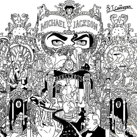 Michael Jackson's Dangerous album cover ... The most incredible artwork for a music album, to color !, From the gallery : Unclassifiable Coloring Rocks, Michael Jackson Dangerous, Michael Jackson Art, Detailed Coloring Pages, Adult Colouring Pages, Music Coloring, Printable Adult Coloring Pages, Coloring Pages For Adults, Printable Coloring Book