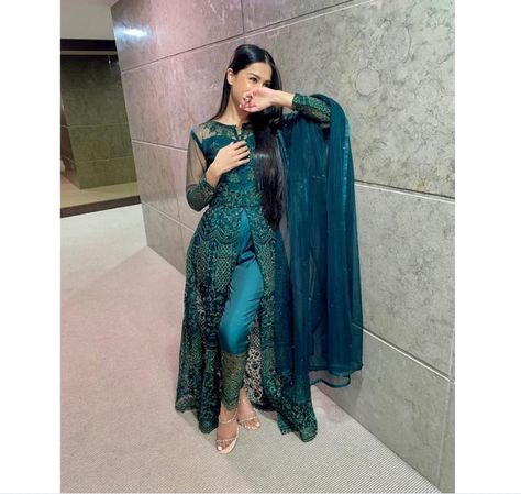 Green Motif Heavy Designer Embroidered Jacket Style Anarkali Pant Suit Free is Ready to Look you Gorgeous and Beautiful in the Crowd❤️. Shop Heavy Celebrity Wearing Anarkali Suits, Salwar Kameez, Lehenga, Bridal Lehenga, Gowns, Pakistani Suits, Sarees in the USA, UK, Canada, France, Germany, etc. The Fabric of the Dress is Georgette + Net. Style is Anarkali Suit. Work - Heavy Embroidered. This dress is a Semi-Stitched dress but we have Customization Options also available For that, we've hired the best designers to Stitch your dress perfectly as per your measurements. This set comprises the Anarkali suit with Anarkali, bottom Lehenga/Pant, and dupatta. Size up to: 32(XXS), 34(XS), 36(S), 38(M), 40(L), 42(XL), 44(XXL), 46(XXXL). Designer work is completed with Embroidery Zari, Pearls, And T Lehenga Anarkali, Wedding Outfits For Women, Kameez Lehenga, Lehenga Bridal, Embroidered Anarkali, Anarkali Lehenga, Anarkali Salwar, Designer Jacket, Best Designers