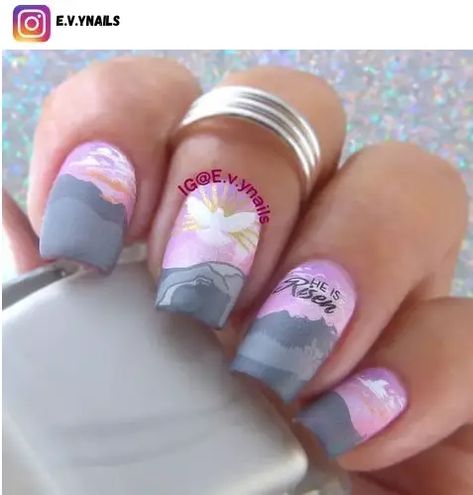 Faith Nails Designs, Christian Nail Art, Nail Designs For 2023, Manicure Tutorials, Easter Nail Art, Nail Time, Nail Art Designs Diy, Stamping Nail Art, Easter Nails