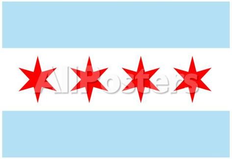 Chicago City Flag Poster Print Travel Poster - 48 x 33 cm Chicago Flag Art, Cheap Landscaping, Chicago Wall Art, Landscape City, Chicago Poster, Chicago Flag, City Flags, Apple Logo Wallpaper, Posters Wall Art