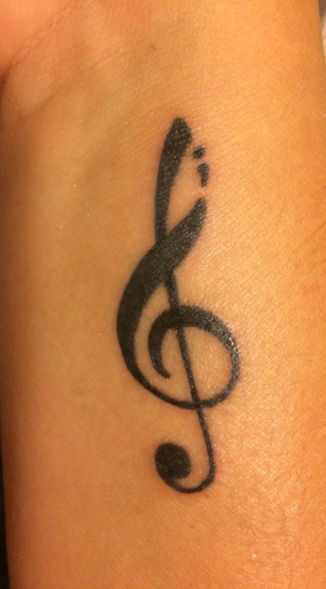 Finally got my semi colon treble clef tattoo! Love it! G Clef, music, semi con project tattoos. Clef Tattoo, Notes Tattoo, Semicolon Tattoos, Treble Clef Tattoo, Colon Tattoo, Tattoo Removal Cost, Semicolon Project, Semi Colon, Arm Tats