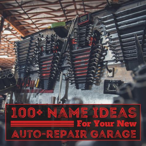 100 Mechanic and Auto-Repair Shop Names for Your New Garage. Are you a master mechanic with a brain for business? If so, opening an auto repair shop might be your next move. Here are 100 mechanic and auto repair shop name ideas for your new garage! Garage Names Ideas, Mechanic Workshop Ideas, Autobody Repair Shop Ideas, Automotive Shop Ideas, Mechanic Shop Ideas, Auto Shop Ideas, Mechanic Garage Ideas, Auto Shop Logo, Auto Mechanic Shop