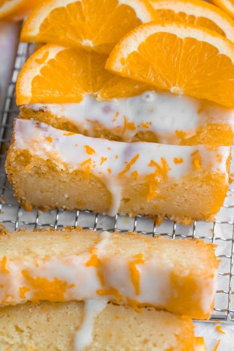 Orange Desserts, Orange Loaf, Orange Loaf Cake, Orange Dessert, Healthier Meals, Drink Inspiration, Orange Glaze, Fresh Orange, Loaf Cake