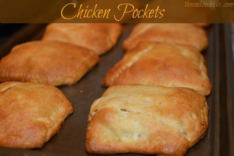 Chicken Pockets Chicken Pockets, Veggie Pies, The Cookin Chicks, Winter Favorites, Chicken Receipes, Chicke Recipes, Cheesy Ham, Chicken And Biscuits, Crescent Roll Recipes