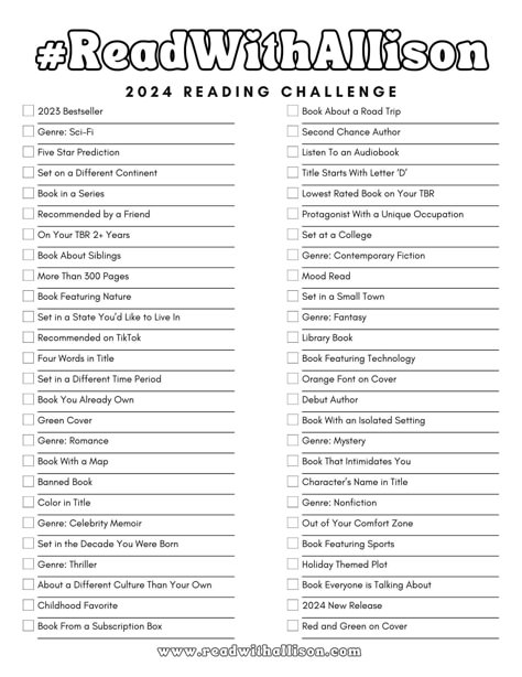 Yearly Reading Challenge, 2024 Reading Log, 2024 Reading List, Reading Goals Ideas, Book Challenge 2024, Book Challenge Ideas, 2024 Book Reading Challenge, 2024 Book Journal, 2024 Reading Journal