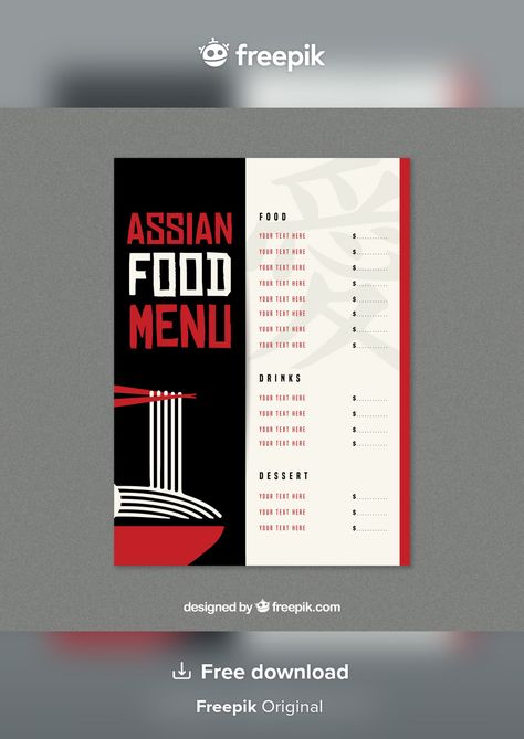 Asian Restaurant Menu Design, Asian Food Menu Design, Asian Menu Design, Chinese Food Menu, Modern Japanese Design, Menu Design Layout, Menu Card Design, Voucher Design, Food Menu Template