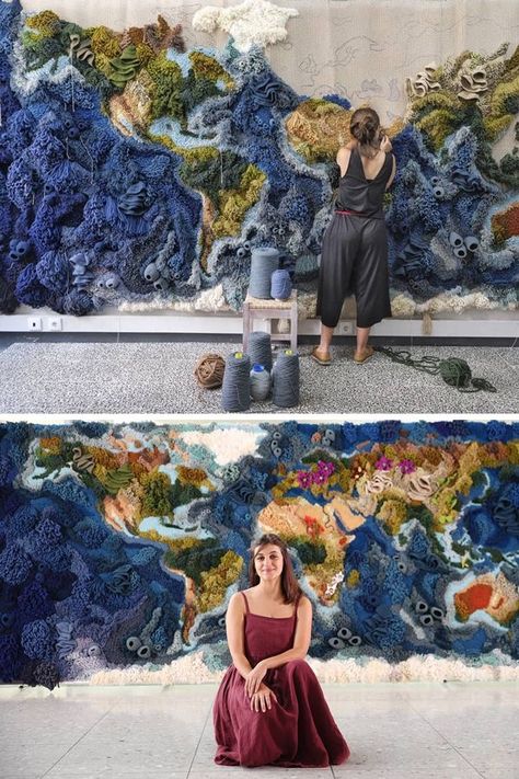 Large Fiber Art, Fabric Art Installation, Vanessa Barragão, Art Fibres Textiles, Ocean Tapestry, Simpul Makrame, Sculpture Textile, Textiles Art, Textiles Artwork