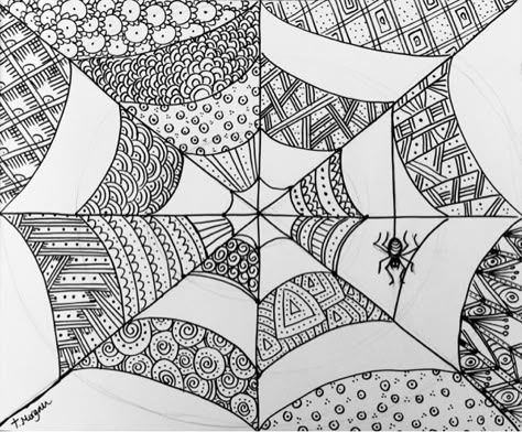 Web Drawing, Spider Web Drawing, Fall Art Projects, Drawing Eyes, Zen Tangles, Tangle Art, Zen Tangle, Zentangle Drawings, Doodles Zentangles