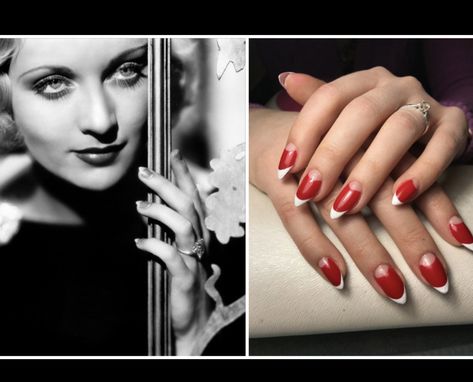 Pinup Nails, Half Moon Manicure, Classic Nail Designs, Moon Manicure, Retro Nails, Art Deco Nails, Moon Nails, Vintage Nails, Gothic Nails