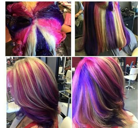 Pinwheel Disected Rainbow Hair Color Placement Diagram, Pinwheel Hair Color Technique How To Do, Pinwheel Hair Color Technique, Pinwheel Hair Color Ideas, Multi Color Hair Dye Techniques, Pinwheel Hair Color, Underlights Hair, Hair Color Options, Hair Color Techniques