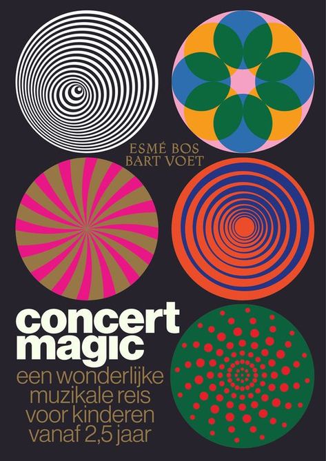 Fig. 44, concert magic, Tom Hautekiet, 2019 One Color Graphic Design, Magical Poster Design, Grow Graphic Design, Magic Poster Design, Magical Graphic Design, Magic Graphic Design, 70s Graphic Design, Circle Aesthetic, Concert Design