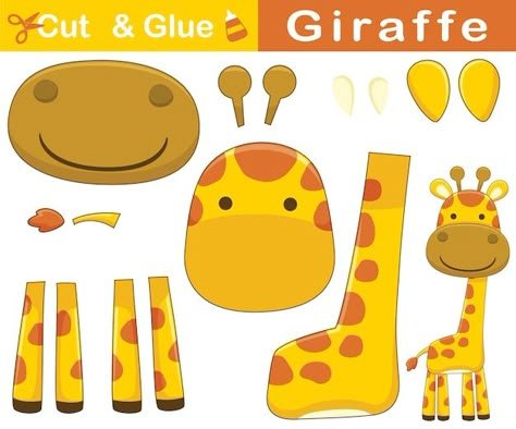 Monkey Printables Templates, Smiling Giraffe, Montessori Fine Motor, Kindergarten Montessori, Game For Preschool, Giraffe Crafts, Animal Cutouts, Kids Room Paint, Cut And Glue