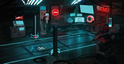 Cyberpunk style garage by Alexandra Smirnovafreelance Cyberpunk Garage, Mayan Architecture, Celtic Myth, Bobber Style, Cyberpunk Aesthetic, Garage Interior, Auto Repair Shop, Cyberpunk Character, Cyberpunk Style