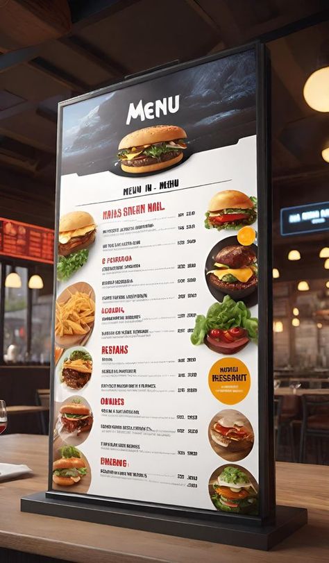 #fashion Burger Menu Design Ideas, Restaurant Menu Boards, Banco Bar, Menu Catering, Menu Board Design, Restaurant Consulting, Food Truck Menu, Food Business Ideas, Menue Design