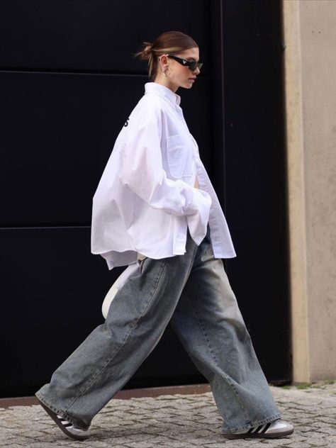 Oversized White Shirt, White Shirt Outfits, Street Style Inspiration, 가을 패션, Looks Style, Mode Inspiration, Street Style Outfit, Look Fashion, White Shirt