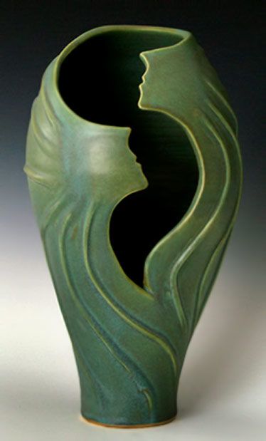 Swirling Sprites Vase | by Judith Taylor | 374x619 | ...former soloist with the American Ballet Theater, Taylor now uses movement to bring clay to life. Painting Glass Bottles, Painting Glass, Pottery Handbuilding, Ceramic Artwork, Tanah Liat, Ceramic Pieces, Light Candles, Clay Vase, Green Vase