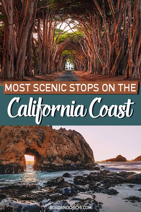 30 STUNNING & Best Stops On A California Coast Road Trip - Bobo and ChiChi Driving The Coast Of California, Ca Coast Road Trip, California Pch Road Trip, Traveling To California, California Trip Ideas, Ca Road Trip, West Coast Usa Road Trip, North California Travel Road Trips, California National Parks Road Trips