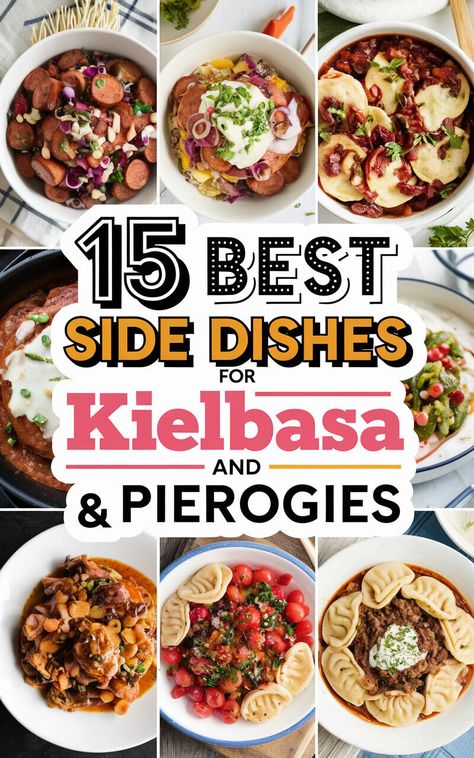 From salads to soups, find the perfect dishes to serve alongside kielbasa and pierogies! 🥗🍲 #foodperfection Perogie Side Dishes Dinners, What To Serve With Kielbasa, Perogie Side Dishes, Kielbasa And Pierogies, Bacon Wrapped Kielbasa, Pierogies And Kielbasa, Pierogi Filling, Mushroom Cream Sauces, Cabbage Rolls Recipe