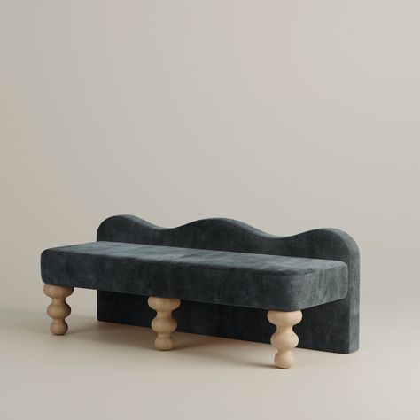 Preorder now. This item will be available to ship in Early to mid December 2024. Please note that due to shipping and supply change volatility, these dates are estimates and are subject to change. Introducing the Celine Bench, designed with a uniquely shaped scalloped back and solid oak hand-turned legs that complement its elegant curves. Perfectly sized as an end-of-bed bench or for additional seating in a living room or hallway, this bench adds both style and functionality to any space. Availa Luxury Bench Seating, Institutional Design, Villa Marrakech, Apt Ideas, End Of Bed Bench, Rose Velvet, Bed Bench, Upholstered Bench, Fabric Sale