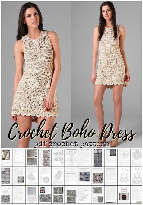 Crochet Halter Dress Pattern Free, Crochet Summer Dress Pattern, Boho Dress Pattern, Crochet Summer Dress, Summer Dress Pattern, Top Craft, Crochet Thread Size 10, Crochet Garments, Crochet Sweater Dress