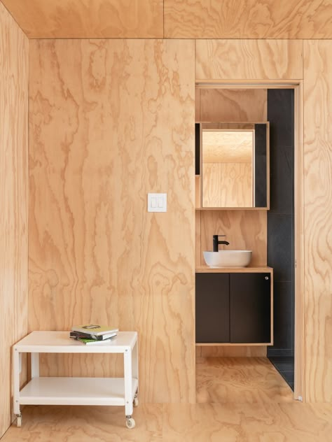 Wood Box by MOA Architecture - Dwell Plywood Wall Paneling, Plywood House, Plywood Wall, Plywood Interior, Plywood Floor, Plywood Walls, Wood Bath, Plywood Flooring, Plywood Boxes