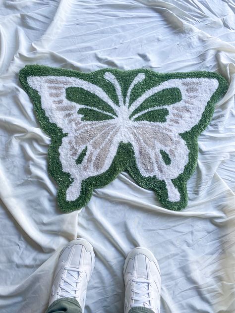 Punch Needle Butterfly, Tufting Butterfly, Zodiac Tufted Rug, Word Tufted Rug, Tufted Tiger Rug, Needle Art, Punch Needle, Tufted Rug, Rug Making