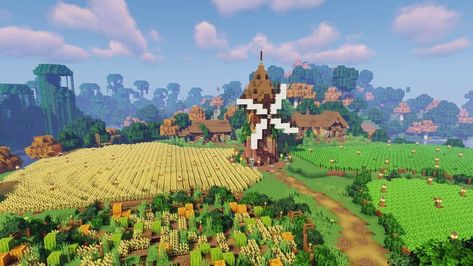 Minecraft Big Farm Ideas, Minecraft Crops Ideas, Minecraft Farmland, Minecraft Medieval Buildings, Minecraft Reference, Minecraft Farms, Minecraft Castle Designs, Minecraft Garden, Minecraft Shaders