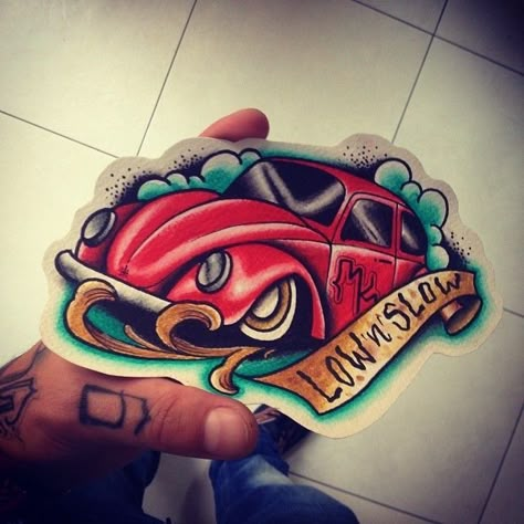 Volkswagen Beetle Tattoo, Cars Tattoo Disney, Vw Beetle Tattoo, Vw Bug Tattoo, Volkswagen Tattoo, Vintage Car Tattoo, Vw Tattoo, Beetle Tattoo, Cars Tattoo