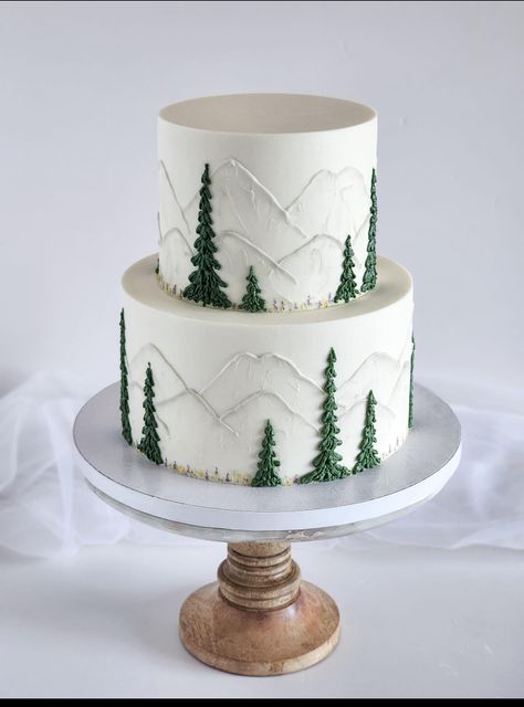 Fondant Pine Trees, 1st Birthday Cake Winter, Let The Adventure Begin Baby Shower Cake, Winter Forest Cake, Winter Woodland Cake, Baby Boy Winter Shower Ideas, It’s Cold Outside Baby Shower Cake, Winter Onederland Cake Boy, Winter Smash Cake Boy