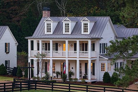 20 House Plans That Maximize Storage Space for the Organized Home of Your Dreams | Real Simple Stacked Porches, Small Cottage House Plans, Southern Living House Plans, Small Cottage Homes, Southern House, Southern House Plans, Patio Interior, Small Cottage, Up House