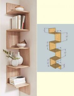 Storage Hacks Bedroom, Small Bedroom Storage, Bedroom Hacks, Home Decor Shelves, Interior Design Per La Casa, Corner Decor, Regal Design, Wall Shelves Design, Design Del Prodotto