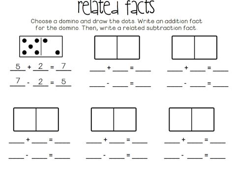 Freebie! Related facts domino center Addition Facts, Math Manipulatives, Subtraction Facts, Fact Families, Learning Time, Math Class, 1st Grade Math, 2nd Grade Math, Math Center