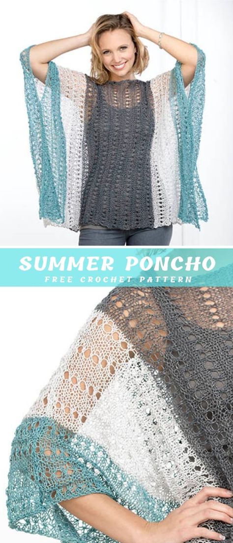 Summer Cover Poncho Free Crochet - Poncho Tutorial, Shawl Scarf Crochet, Summer Poncho, Pullover Crochet, Poncho Au Crochet, Poncho Patterns, Lace Poncho, Poncho Design, Crochet Poncho Free Pattern