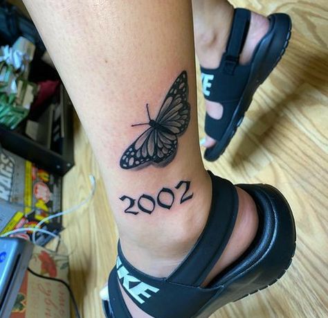 #2002 #Tattoos 2002 Tattoo Ideas, 2002 Tattoo, Birth Year Tattoo, Piercings For Women, Sternum Tattoo Design, Year Tattoo, Feminine Tattoo Sleeves, Cross Tattoos For Women, Hand Tattoos For Girls