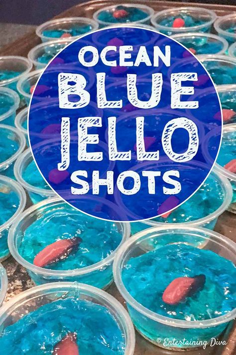 This 'under the sea' Swedish fish jello shot recipe with coconut rum is awesome! It is made with Malibu rum and is one of the best blue jello shots I've tried. #entertainingdiva #jelloshots #cocktailrecipe #summerfun #partyideas Rum Jello Shots, Blue Jello Shots, Best Jello Shots, Hot Fudge Cake, Hot Chocolate Fudge, Blue Jello, Jello Shot, Jello Shot Recipes, Malibu Rum