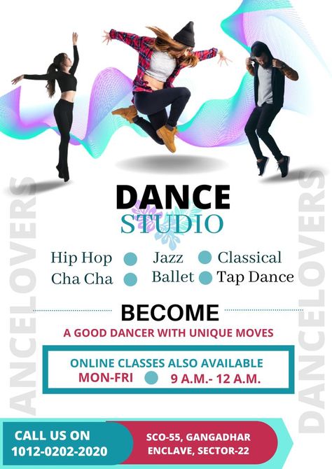 Dance Poster Design Graphics, Dance Academy Poster, Dance Studio Poster, Dance Class Poster, Studio Poster Design, Dance Poster Ideas, Make Poster, Class Poster Design, Dance Poster Design